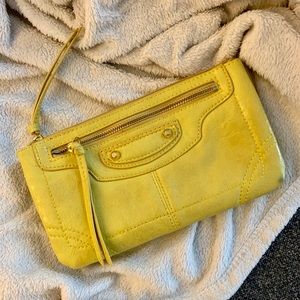 Yellow Clutch / Wristlet with Gold Studs